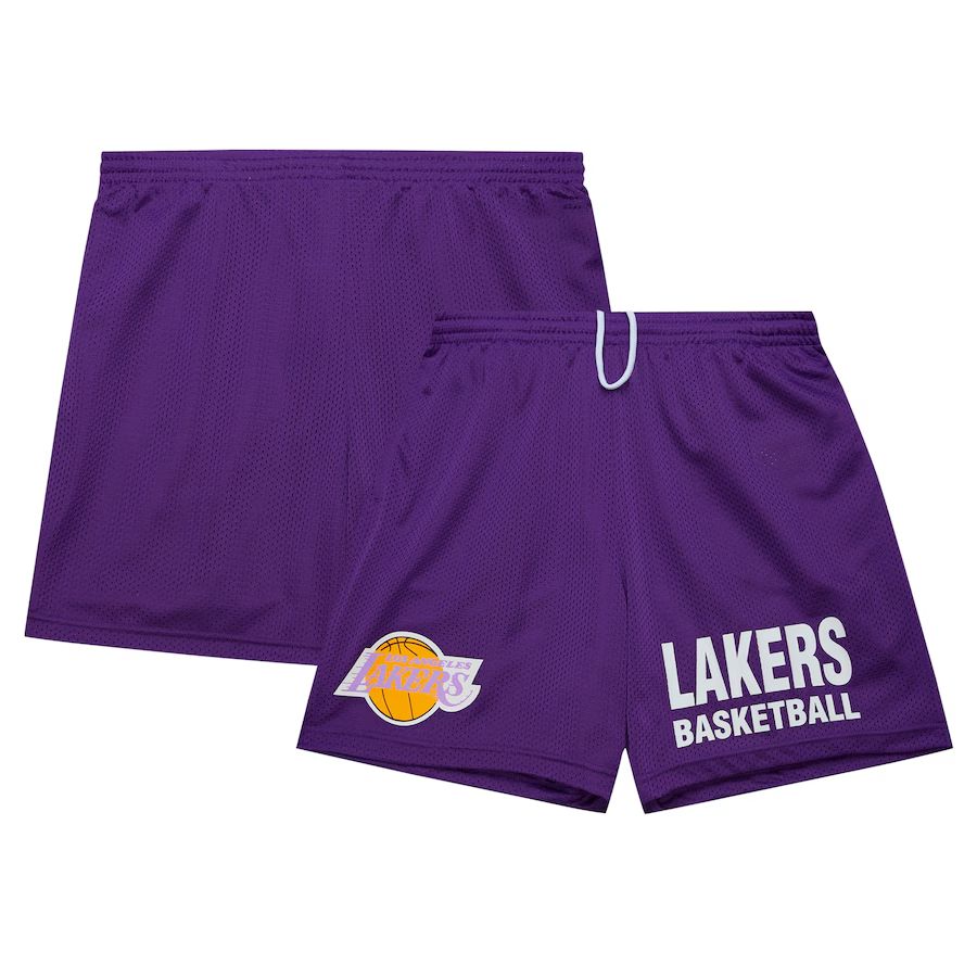 2025 Men NBA Los Angeles Lakers Purple Shorts->nfl hats->Sports Caps